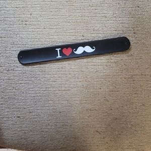 5/$25 I love mustaches slap bracelet. Black.